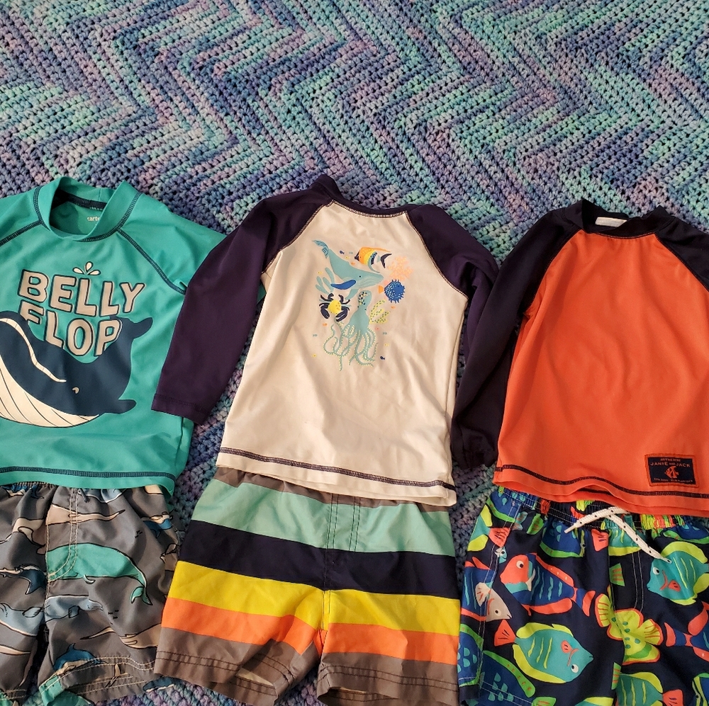 3 sets of boys 2T bathing suits